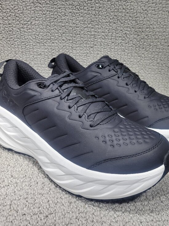 Hoka One Bondi SR Men\'s 7.5 Carbon Black White Leather Slip Resistant Work Shoes main image 5
